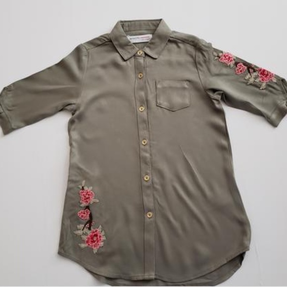 Floral Applique Shirt Dress - Picture 1 of 2